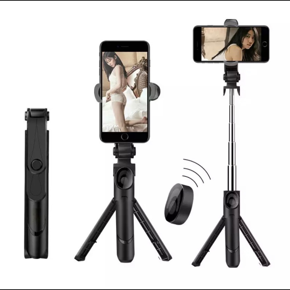 Portable Selfie Stick Tripod  Wireless Remote, 3 in 1 Extendable Phone Holder